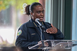 Staff photo by Olivia Ross / Police Chief Celeste Murphy speaks at a meeting in October at the Waterhouse Pavilion. Murphy is under investigation for official misconduct by the Tennessee Bureau of Investigation.
